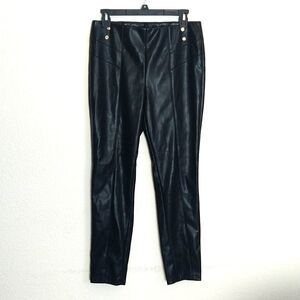 NWT Marc New York Black Faux Leather Full Control Waist Pull on Pants Size S